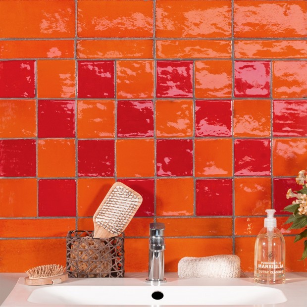 Ceramica Artistica Metallica Orange      10x10 Cm