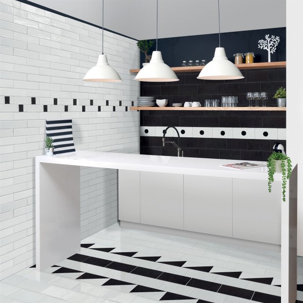 Decor tiles Metallica White Circle 5x20 Cm