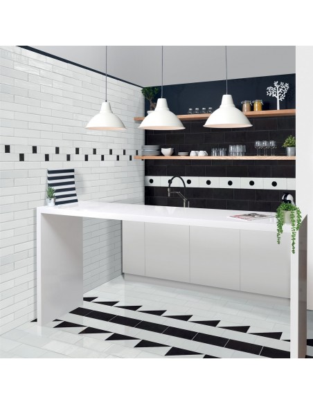 Decor tiles Metallica White Circle 5x20 Cm Decor tiles Metallica White Circle 5x20 Cm