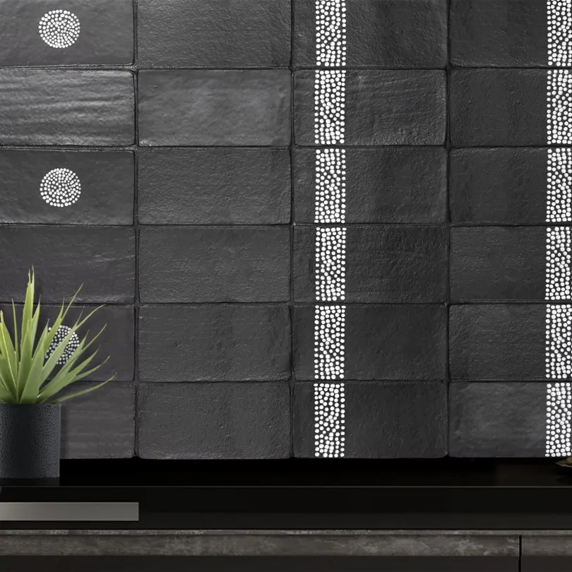 Piastrella Decorativa Metallica Black Pearl Rectangle 10x20 Cm