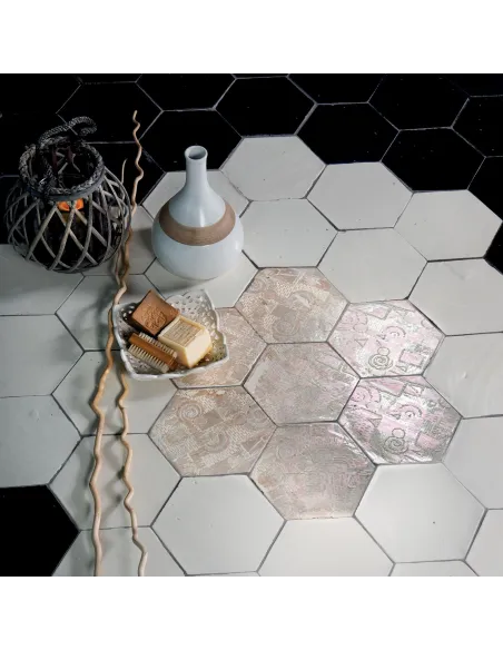 Carrelage décoratif Emotions Blanc Brillant Hexagone 20x23 Cm