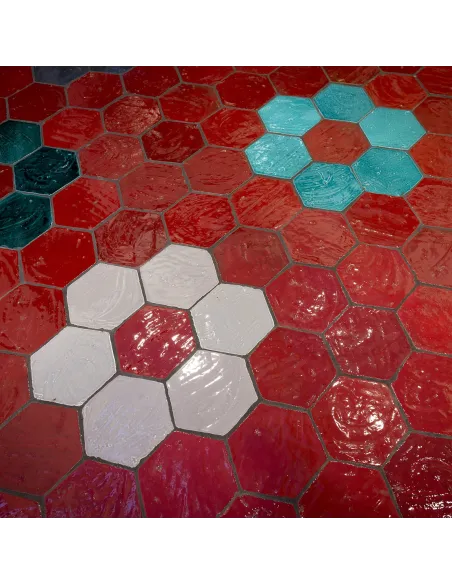 Handgemachte Dekorfliesen Emotions Weiß glänzend Hexagon 20X23 cm Handgemachte Dekorfliesen Emotions Weiß glänzend Hexagon 20X23 cm