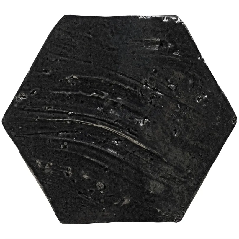 Handgemachte Dekorfliesen Emotions Schwarz glänzend Hexagon 20X23 cm