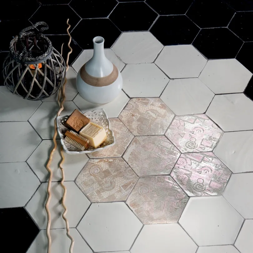 Carrelage décoratif Emotions Noir Brillant Hexagone 20x23 Cm