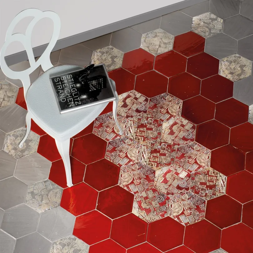Carrelage Décoratif Emotions Hexagone Rouge 20x23 Cm