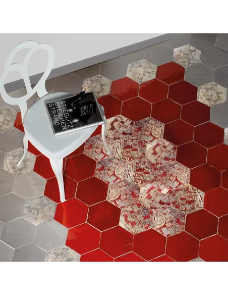 Carrelage Décoratif Emotions Hexagone Rouge 20x23 Cm Carrelage Décoratif Emotions Hexagone Rouge 20x23 Cm