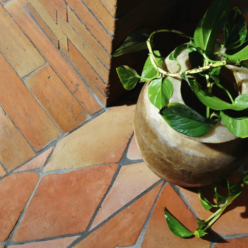 Handmade terracotta tiles with treatment rhombus 12,5x25 cm