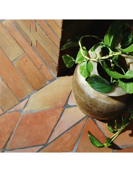 Handmade terracotta tiles with treatment rhombus 12,5x25 cm