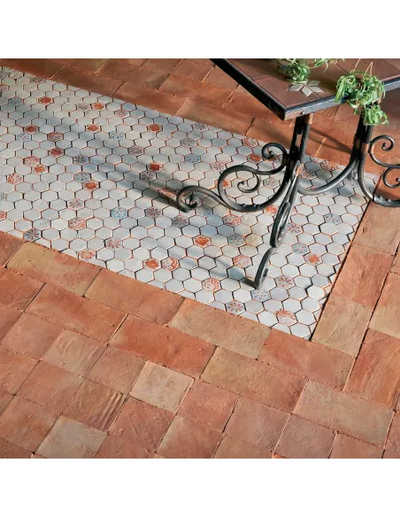 Mosaic tiles Le Miniature Hexagon Bianco on mesh  24x22 cm