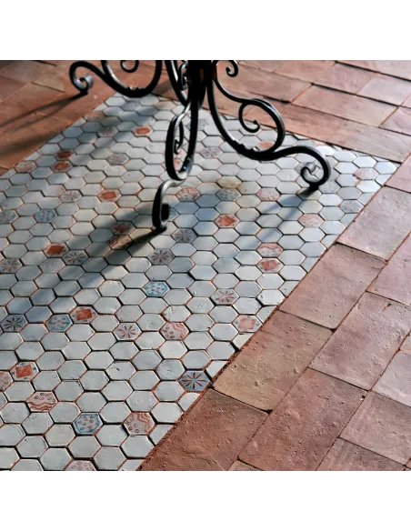 Tessere Mosaico Le Miniature Esagono Bianco su rete  24x22 cm