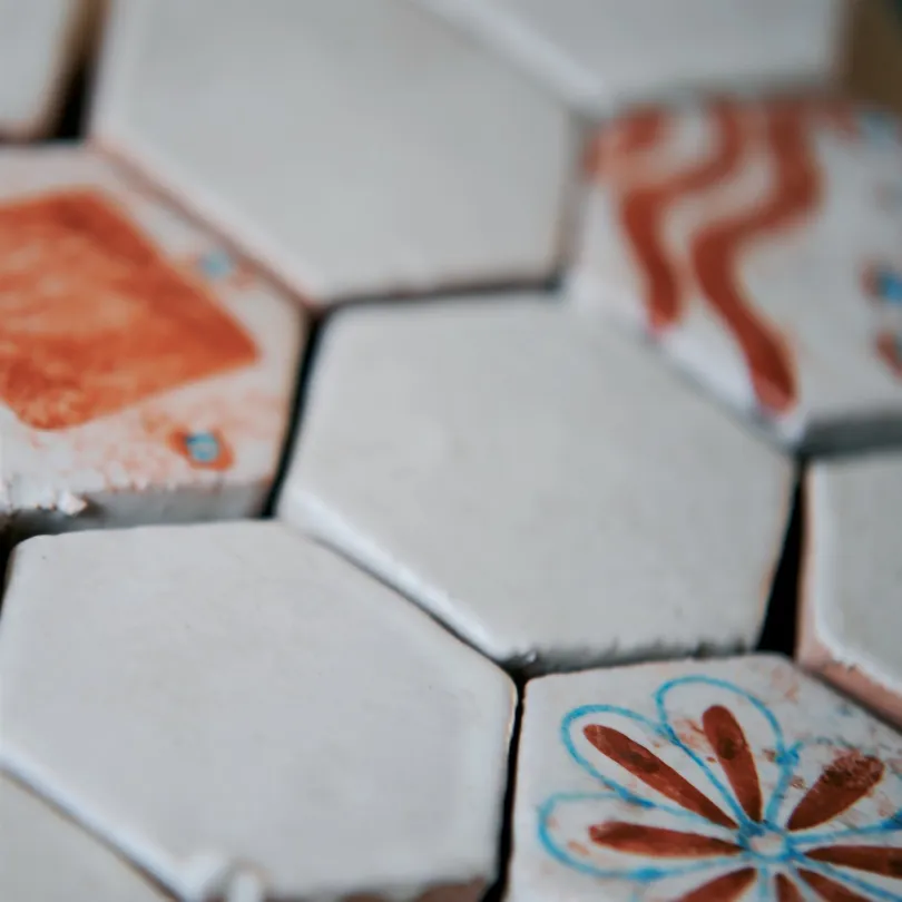 Mosaic tiles Le Miniature Hexagon Bianco on mesh  24x22 cm