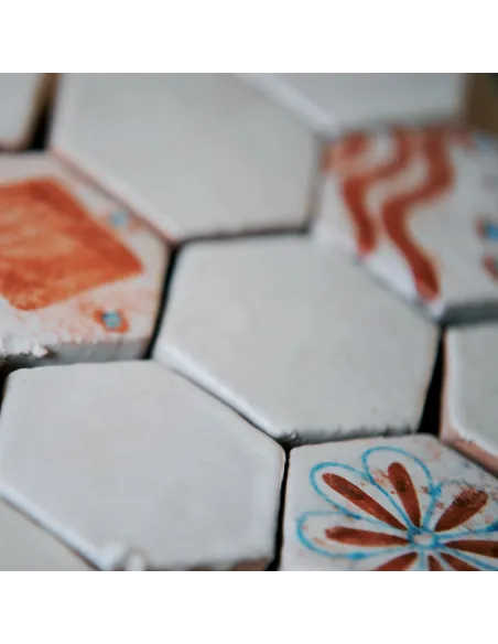 Tessere Mosaico Le Miniature Esagono Bianco su rete  24x22 cm