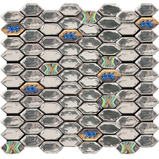 Tessere Mosaico Le Miniature Losanga Platino su rete 29,6X28,5 cm