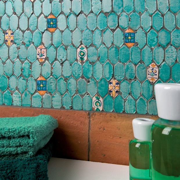 Carrelage Mosaïque Le Miniature Losanga Smeraldo su rete 29,6X28,5 cm