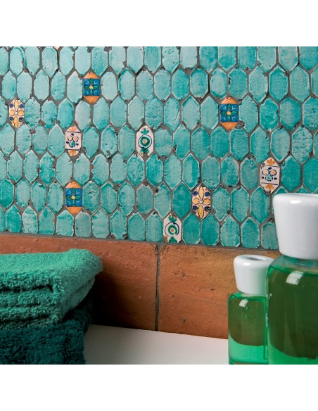 Mosaic tiles Le Miniature Losanga Smeraldo on mesh 29,6X28,5 cm