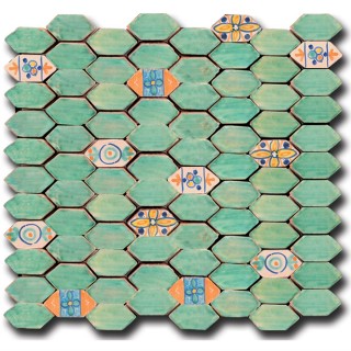 Tessere Mosaico Le Miniature Losanga Verde su rete 29,6X28,5 cm