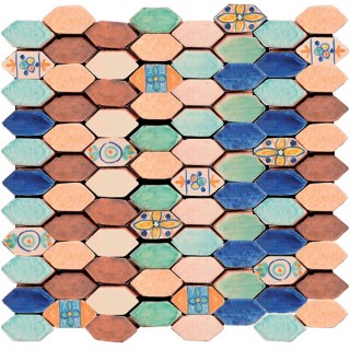 Tessere Mosaico Le Miniature Losanga Policromo su rete 29,6X28,5 cm