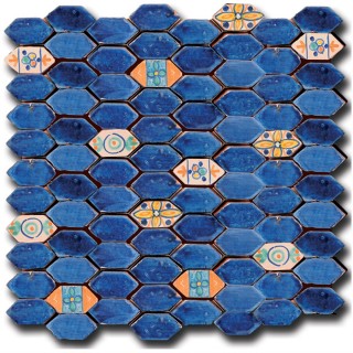 Tessere Mosaico Le Miniature Losanga Blu su rete 29,6X28,5 cm