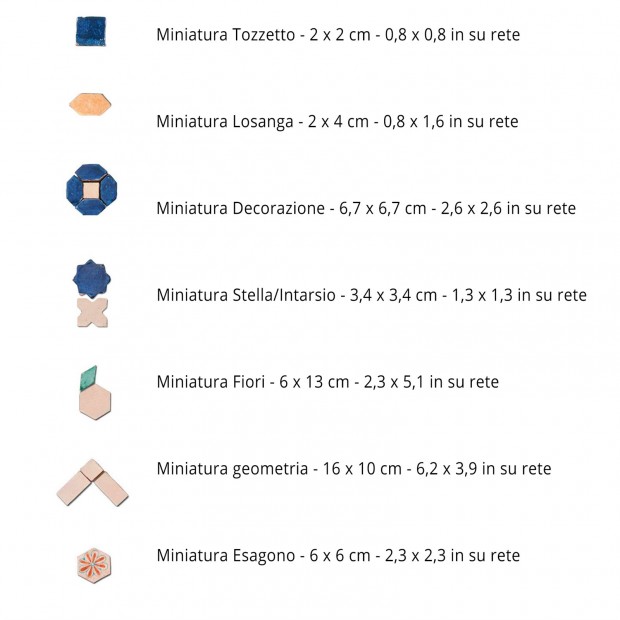 Carrelage Mosaïque Le Miniature Losanga Blu su rete 29,6X28,5 cm