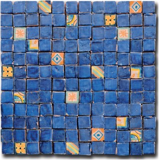 Tessere Mosaico Le Miniature Tozzetto Blu su rete 29,6X29,6 cm