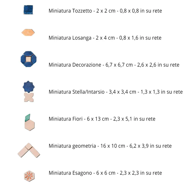 Tessere Mosaico Le Miniature Tozzetto Blu su rete 29,6X29,6 cm