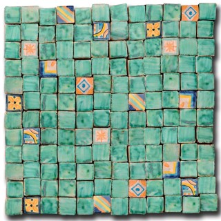 Tessere Mosaico Le Miniature Tozzetto Verde su rete