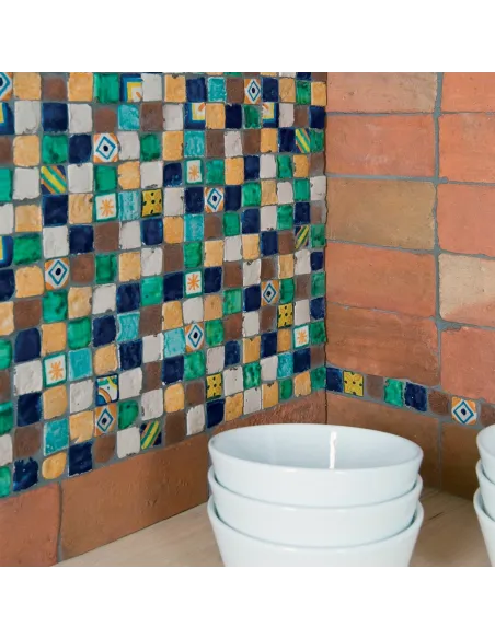 Mosaic tiles Le Miniature Tozzetto Policromo on mesh 29,6X29,6 cm