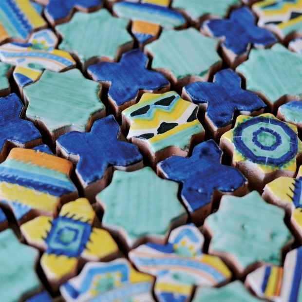 Mosaikfliesen Le Miniature Stella/intarsio 2 auf Netz 30,5X30,5 cm