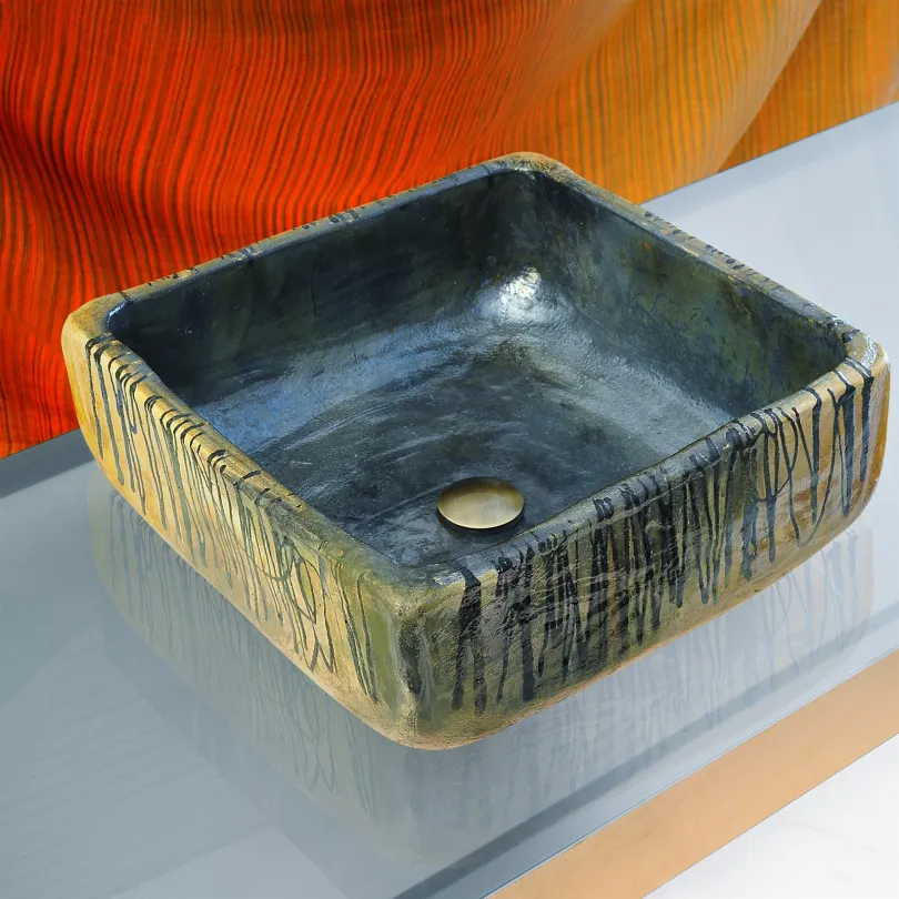 Handmade bathroom sink Osaka handmade in ceramika raku