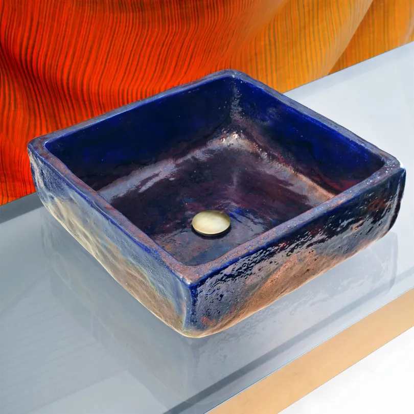 Handmade bathroom sink Kioto handmade in ceramika raku