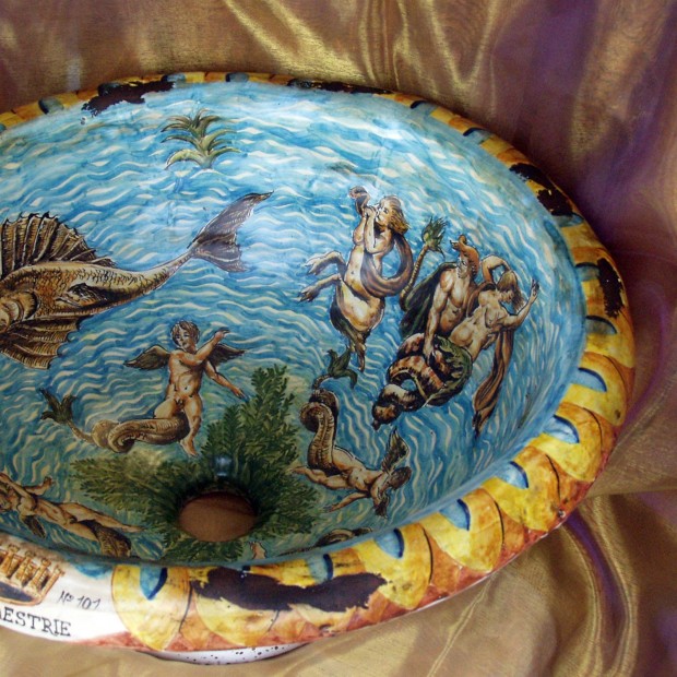 Lavabo Bagno Ceramica Istoriato Maestri Vasari