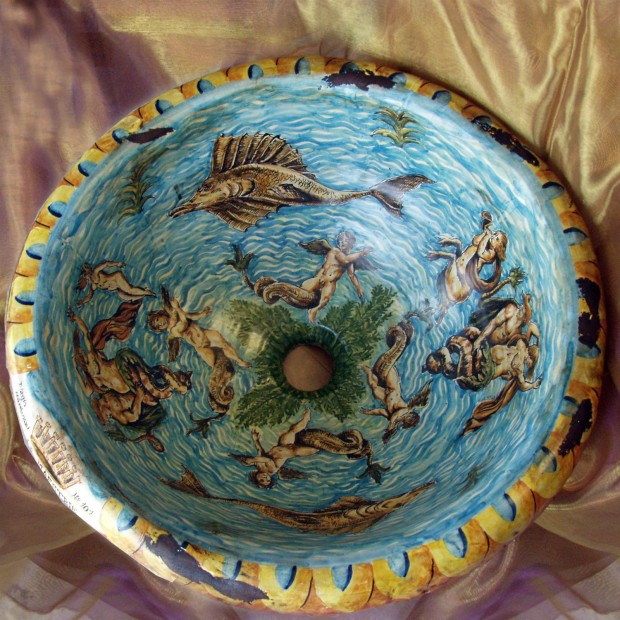 Handmade bathroom sink Ceramica Istoriato Maestri Vasari