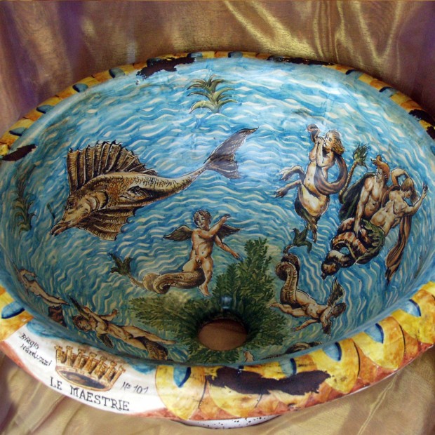Lavabo Bagno Ceramica Istoriato Maestri Vasari