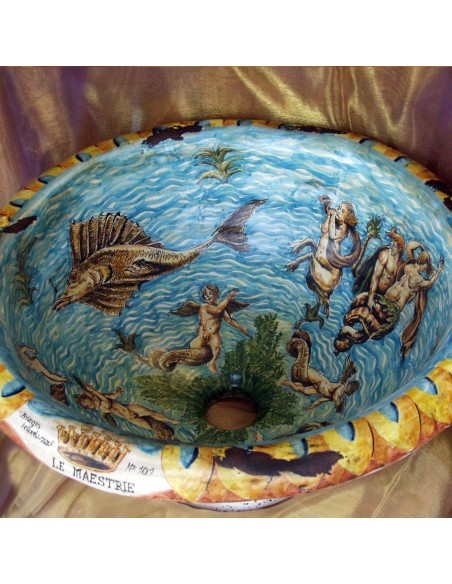Handmade bathroom sink Ceramica Istoriato Maestri Vasari Handmade bathroom sink Ceramica Istoriato Maestri Vasari