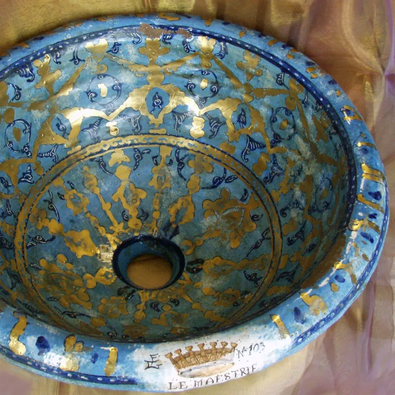 Lavabo Salle De Bain En Céramique Dorée Maestri Vasari