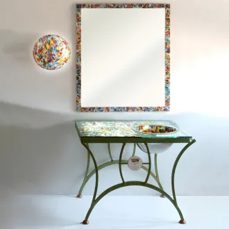Bathroom cabinet with shelf and murano glass sink La Fenice 2