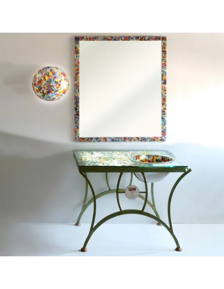 Bathroom cabinet with shelf and murano glass sink La Fenice Bathroom cabinet with shelf and murano glass sink La Fenice