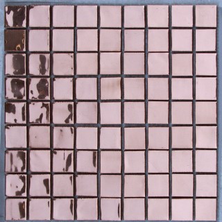 Piastrella mosaico metallo Rame reflex 3x3 cm su rete 30x30 cm