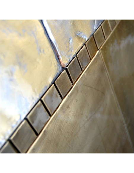 Metal mosaic tiles Alpacca reflex 3x3 cm su rete 30x30 cm