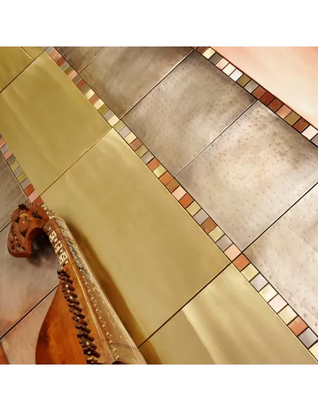 Piastrella mosaico metallo Ottone satinato 3x3 cm