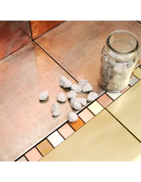 Piastrella mosaico metallo Ottone satinato 3x3 cm