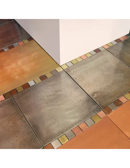 Piastrella mosaico metallo Ottone satinato 3x3 cm
