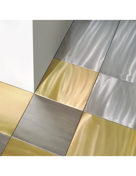 Piastrella mosaico metallo Ottone satinato 3x3 cm