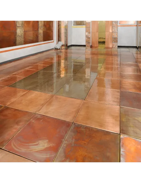 Ceramica artistica metallo Rame decorato 15x15 cm