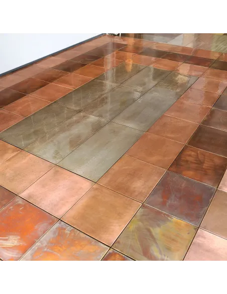 Ceramica artistica metallo Rame decorato 15x15 cm