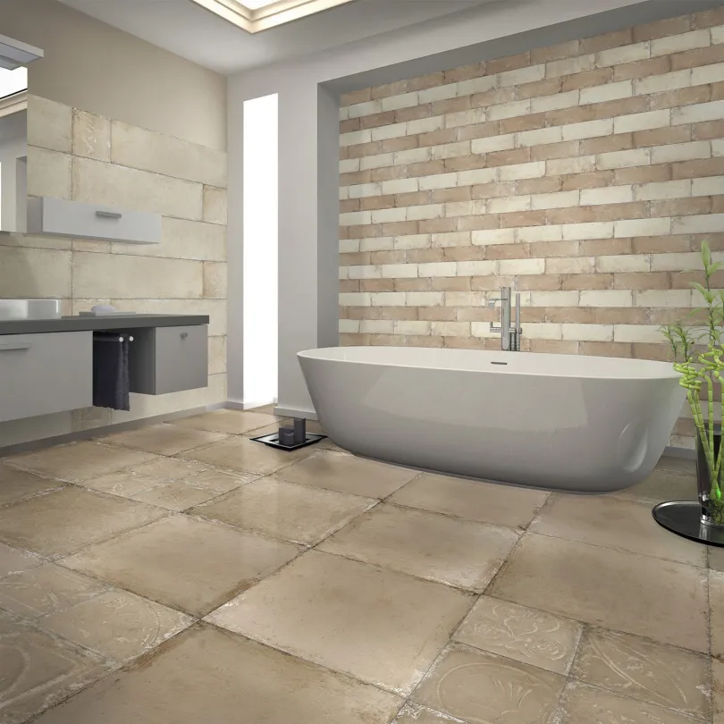 Metal effect porcelain tiles Camel Beige 10x30 cm