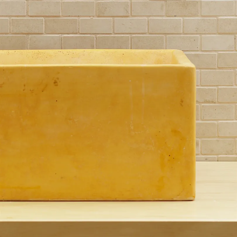 Lavabo En Ciment Et Résine Jaune Meriggio 40x35 Cm