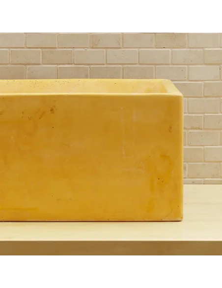 Lavabo En Ciment Et Résine Jaune Meriggio 40x35 Cm
