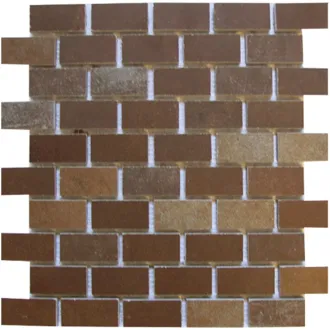 Piastrella mosaico Marron Bruciato 2,5x5,2 cm su Rete 30x30 cm