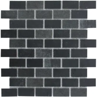 Piastrella mosaico Nero Tenue 2,5x5,2 su Rete 30x30 cm